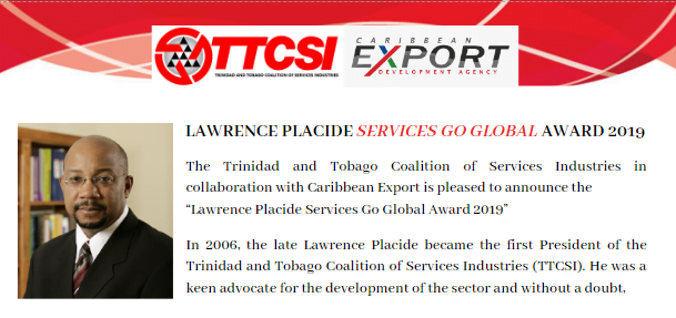 LAWRENCE PLACIDE SERVICES GO GLOBAL AWARD 2019